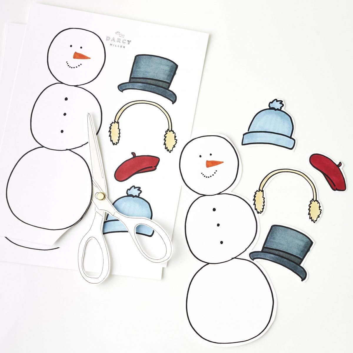 Darcy Miller Designs_kid's craft, paper doll, snowman, gift bag, DIY gift, holiday, winter party idea