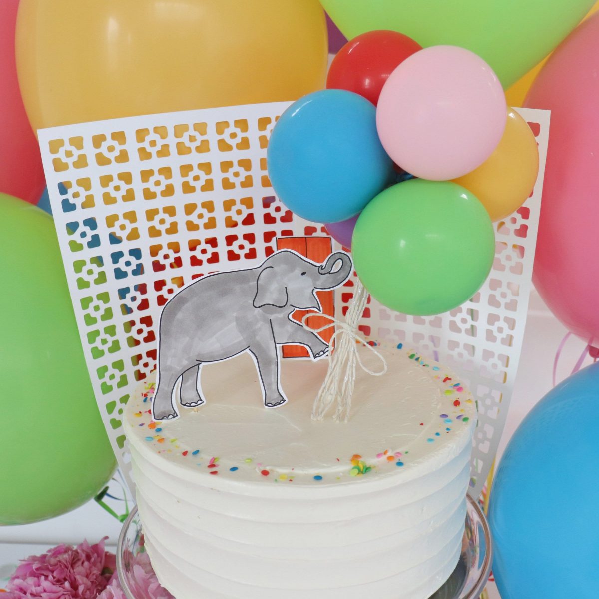 kids party, jungle party, circus party, elephant, paper elephant, cake topper, party décor, printable craft