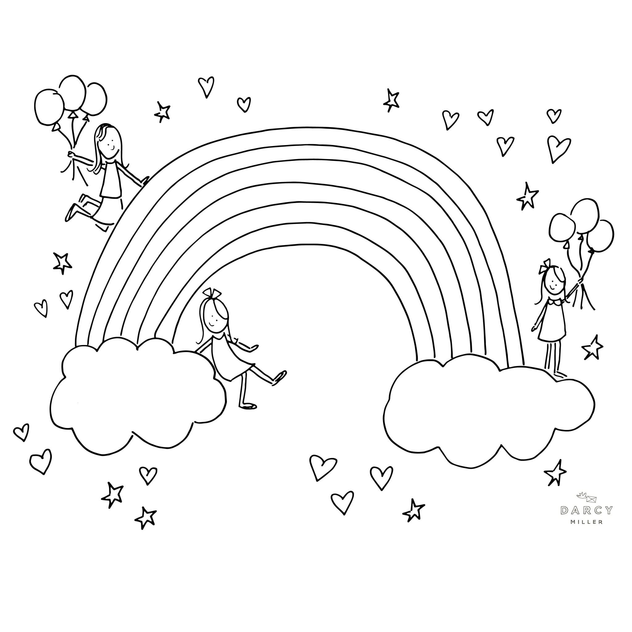 Printable Coloring Pages Of Rainbows Coloring Pages